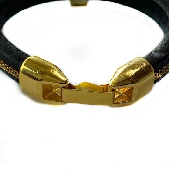 Modern leather gold mesh heart European bracelet - Picture 6 of 9